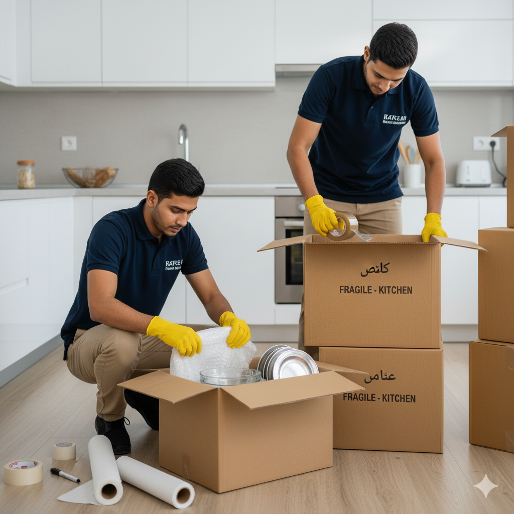Professional movers loading boxes onto a truck