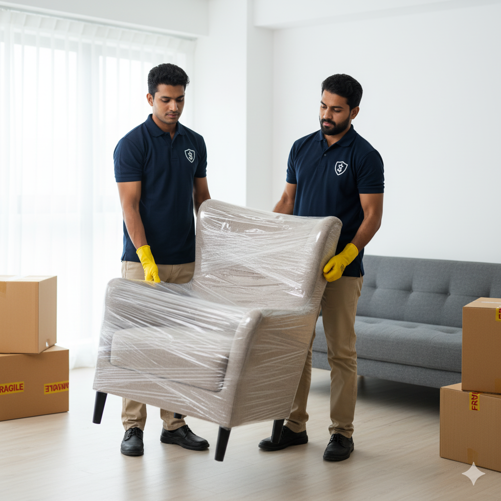 Close-up of fragile item being bubble-wrapped